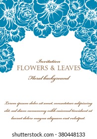 Vintage delicate invitation with flowers for wedding, marriage, bridal, birthday, Valentine's day.