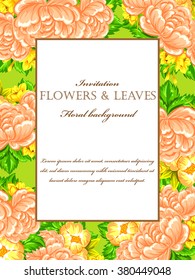 Vintage delicate invitation with flowers for wedding, marriage, bridal, birthday, Valentine's day.