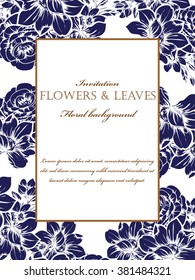 Vintage delicate invitation with flowers for wedding, marriage, bridal, birthday, Valentine's day. Romantic vector illustration.