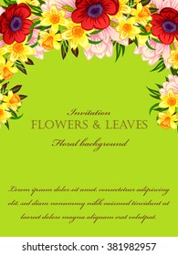 Vintage delicate invitation with flowers for wedding, marriage, bridal, birthday, Valentine's day.
