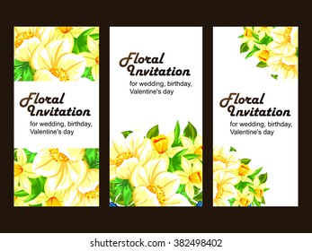 Vintage delicate invitation with flowers for wedding, marriage, bridal, birthday, Valentine's day. Romantic vector illustration.