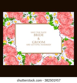 Vintage delicate invitation with flowers for wedding, marriage, bridal, birthday, Valentine's day.