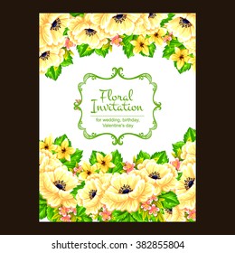 Vintage delicate invitation with flowers for wedding, marriage, bridal, birthday, Valentine's day. Romantic vector illustration.