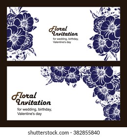 Vintage delicate invitation with flowers for wedding, marriage, bridal, birthday, Valentine's day. Romantic vector illustration.
