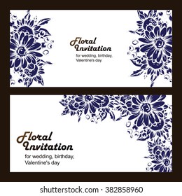 Vintage delicate invitation with flowers for wedding, marriage, bridal, birthday, Valentine's day. Romantic vector illustration.