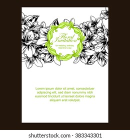 Vintage delicate invitation with flowers for wedding, marriage, bridal, birthday, Valentine's day. Romantic vector illustration.