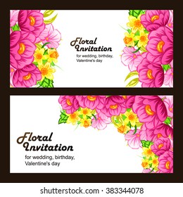 Vintage delicate invitation with flowers for wedding, marriage, bridal, birthday, Valentine's day. Romantic vector illustration.