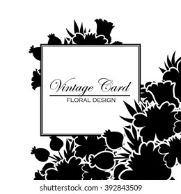 Vintage delicate invitation with flowers for wedding, marriage, bridal, birthday, Valentine's day. Romantic vector illustration.