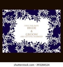 Vintage delicate invitation with flowers for wedding, marriage, bridal, birthday, Valentine's day. Romantic vector illustration.