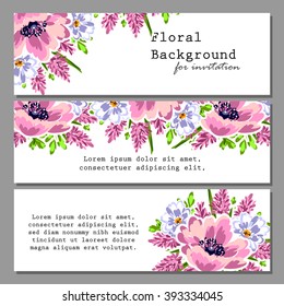 Vintage delicate invitation with flowers for wedding, marriage, bridal, birthday, Valentine's day. Romantic vector illustration.