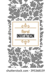 Vintage delicate invitation with flowers for wedding, marriage, bridal, birthday, Valentine's day.