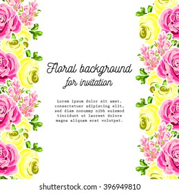 Vintage delicate invitation with flowers for wedding, marriage, bridal, birthday, Valentine's day. Romantic vector illustration.