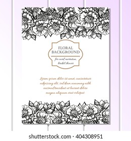 Vintage delicate invitation with flowers for wedding, marriage, bridal, birthday, Valentine's day. Romantic vector illustration.