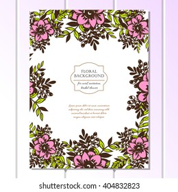 Vintage delicate invitation with flowers for wedding, marriage, bridal, birthday, Valentine's day.