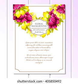 Vintage delicate invitation with flowers for wedding, marriage, bridal, birthday, Valentine's day. 