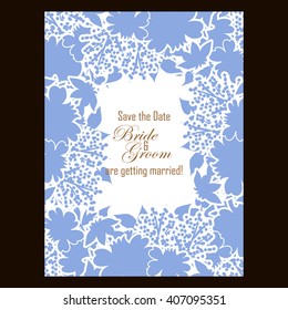 Vintage delicate invitation with flowers for wedding, marriage, bridal, birthday, Valentine's day. Romantic vector illustration.