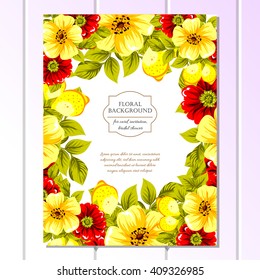 Vintage delicate invitation with flowers for wedding, marriage, bridal, birthday, Valentine's day. Romantic vector illustration.