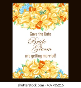 Vintage delicate invitation with flowers for wedding, marriage, bridal, birthday, Valentine's day.