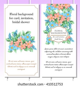 Vintage delicate invitation with flowers for wedding, marriage, bridal, birthday, Valentine's day. Romantic vector illustration.