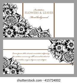 Vintage delicate invitation with flowers for wedding, marriage, bridal, birthday, Valentine's day. Romantic vector illustration.