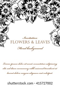 Vintage delicate invitation with flowers for wedding, marriage, bridal, birthday, Valentine's day. Romantic vector illustration.