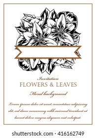 Vintage delicate invitation with flowers for wedding, marriage, bridal, birthday, Valentine's day. Romantic vector illustration.