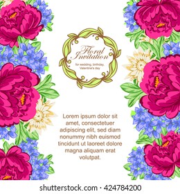 Vintage delicate invitation with flowers for wedding, marriage, bridal, birthday, Valentine's day. Romantic vector illustration.