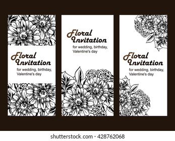 Vintage delicate invitation with flowers for wedding, marriage, bridal, birthday, Valentine's day. Romantic vector illustration.