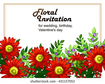 Vintage delicate invitation with flowers for wedding, marriage, bridal, birthday, Valentine's day. Vintage delicate invitation with flowers for wedding, marriage, bridal, birthday, Valentine's day.