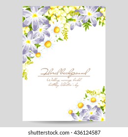 Vintage delicate invitation with flowers for wedding, marriage, bridal, birthday, Valentine's day.