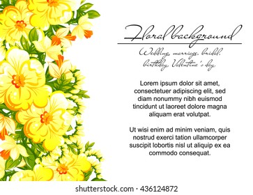 Vintage delicate invitation with flowers for wedding, marriage, bridal, birthday, Valentine's day.