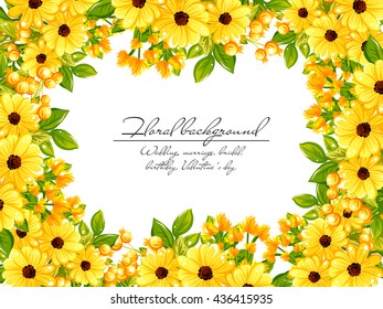 Vintage delicate invitation with flowers for wedding, marriage, bridal, birthday, Valentine's day.