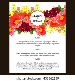 Vintage delicate invitation with flowers for wedding, marriage, bridal, birthday, Valentine's day. Romantic vector illustration.