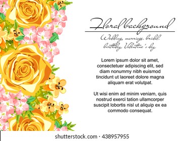 Vintage delicate invitation with flowers for wedding, marriage, bridal, birthday, Valentine's day.