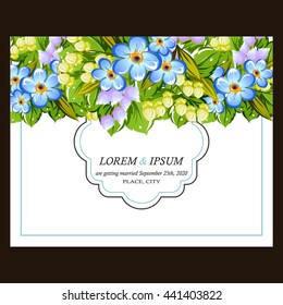 Vintage delicate invitation with flowers for wedding, marriage, bridal, birthday, Valentine's day.