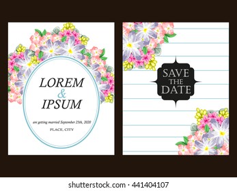 Vintage delicate invitation with flowers for wedding, marriage, bridal, birthday, Valentine's day.