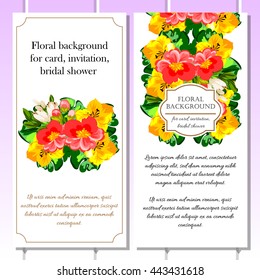 Vintage delicate invitation with flowers for wedding, marriage, bridal, birthday, Valentine's day.