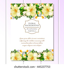 Vintage delicate invitation with flowers for wedding, marriage, bridal, birthday, Valentine's day.