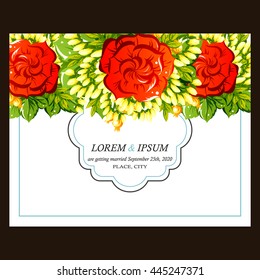 Vintage delicate invitation with flowers for wedding, marriage, bridal, birthday, Valentine's day. Romantic vector illustration.