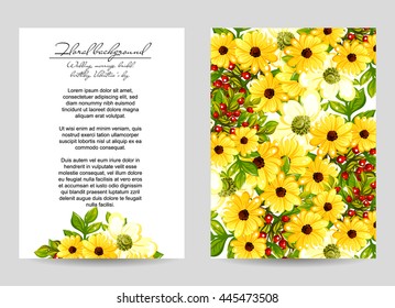 Vintage delicate invitation with flowers for wedding, marriage, bridal, birthday, Valentine's day. Romantic vector illustration.