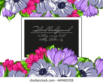 Vintage delicate invitation with flowers for wedding, marriage, bridal, birthday, Valentine's day.