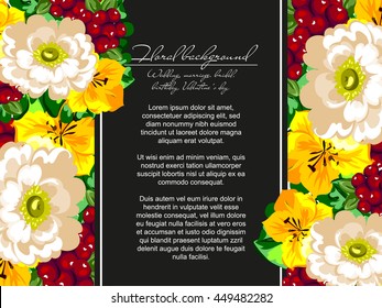 Vintage delicate invitation with flowers for wedding, marriage, bridal, birthday, Valentine's day.