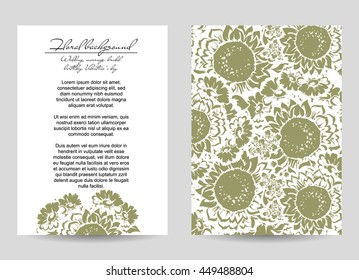 Vintage delicate invitation with flowers for wedding, marriage, bridal, birthday, Valentine's day. Romantic vector illustration.