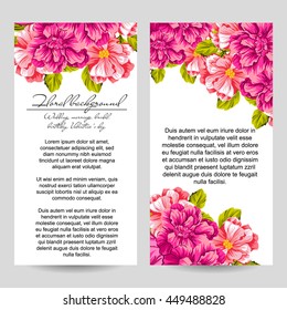 Vintage delicate invitation with flowers for wedding, marriage, bridal, birthday, Valentine's day. Romantic vector illustration.
