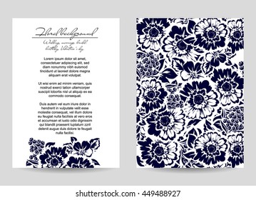 Vintage delicate invitation with flowers for wedding, marriage, bridal, birthday, Valentine's day. Romantic vector illustration.