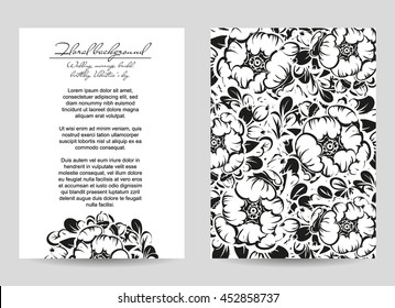 Vintage delicate invitation with flowers for wedding, marriage, bridal, birthday, Valentine's day. 