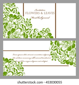 Vintage delicate invitation with flowers for wedding, marriage, bridal, birthday, Valentine's day. Romantic vector illustration.