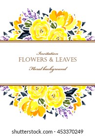 Vintage delicate invitation with flowers for wedding, marriage, bridal, birthday, Valentine's day. Romantic vector illustration.