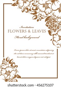 Vintage delicate invitation with flowers for wedding, marriage, bridal, birthday, Valentine's day.