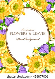 Vintage delicate invitation with flowers for wedding, marriage, bridal, birthday, Valentine's day.